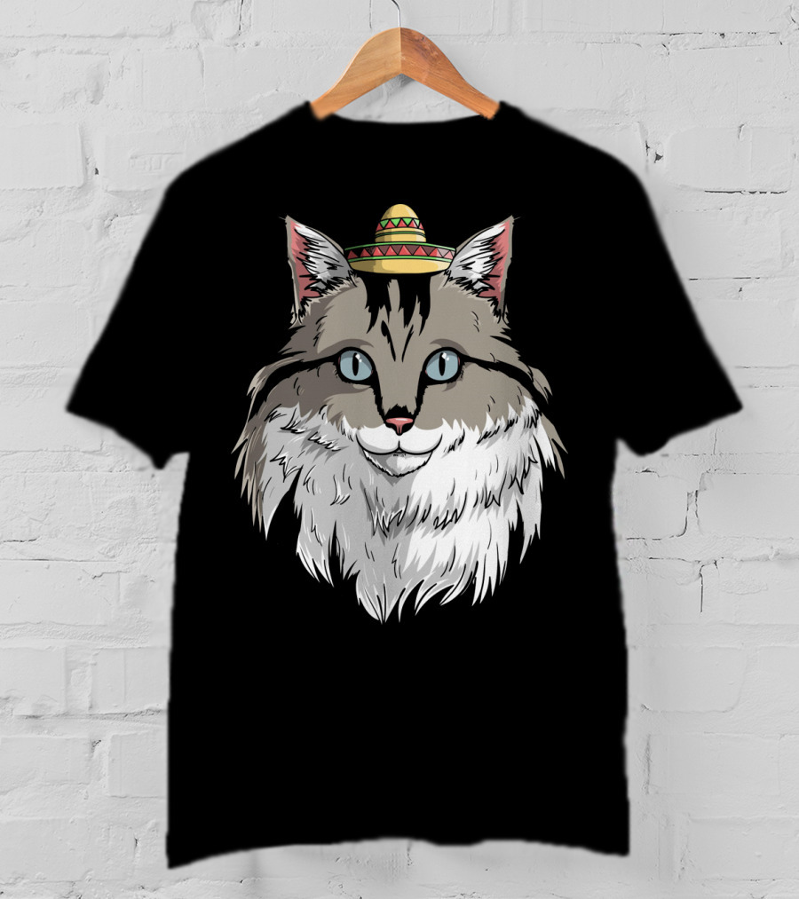 Maine Coon Cat Sombrero Fiesta Cinco De Mayo T-Shirt