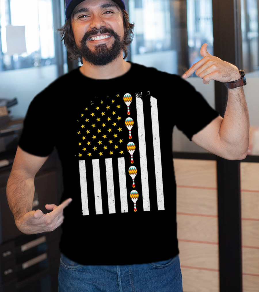 Cinco De Mayo Vintage American Flag With Maracas T-Shirt