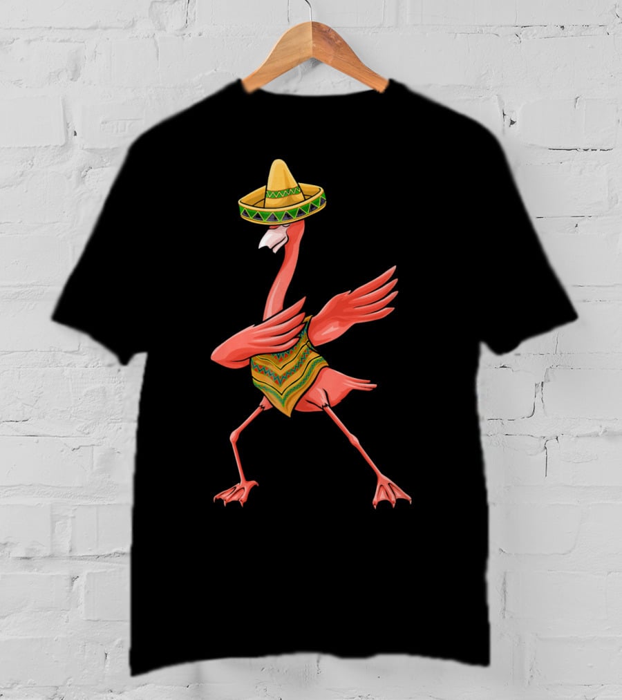 Cinco De Mayo Flamingo Dabbing Dab Sombrero T-Shirt