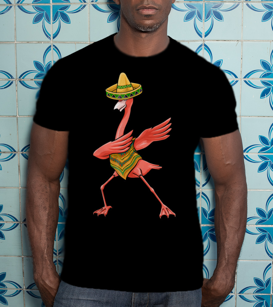 Cinco De Mayo Flamingo Dabbing Dab Sombrero T-Shirt