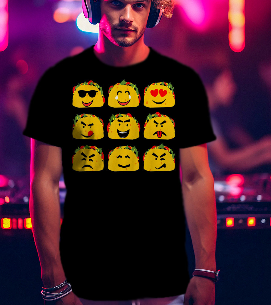 Cinco De Mayo Taco Emoji Faces Mexican Fun T-Shirt