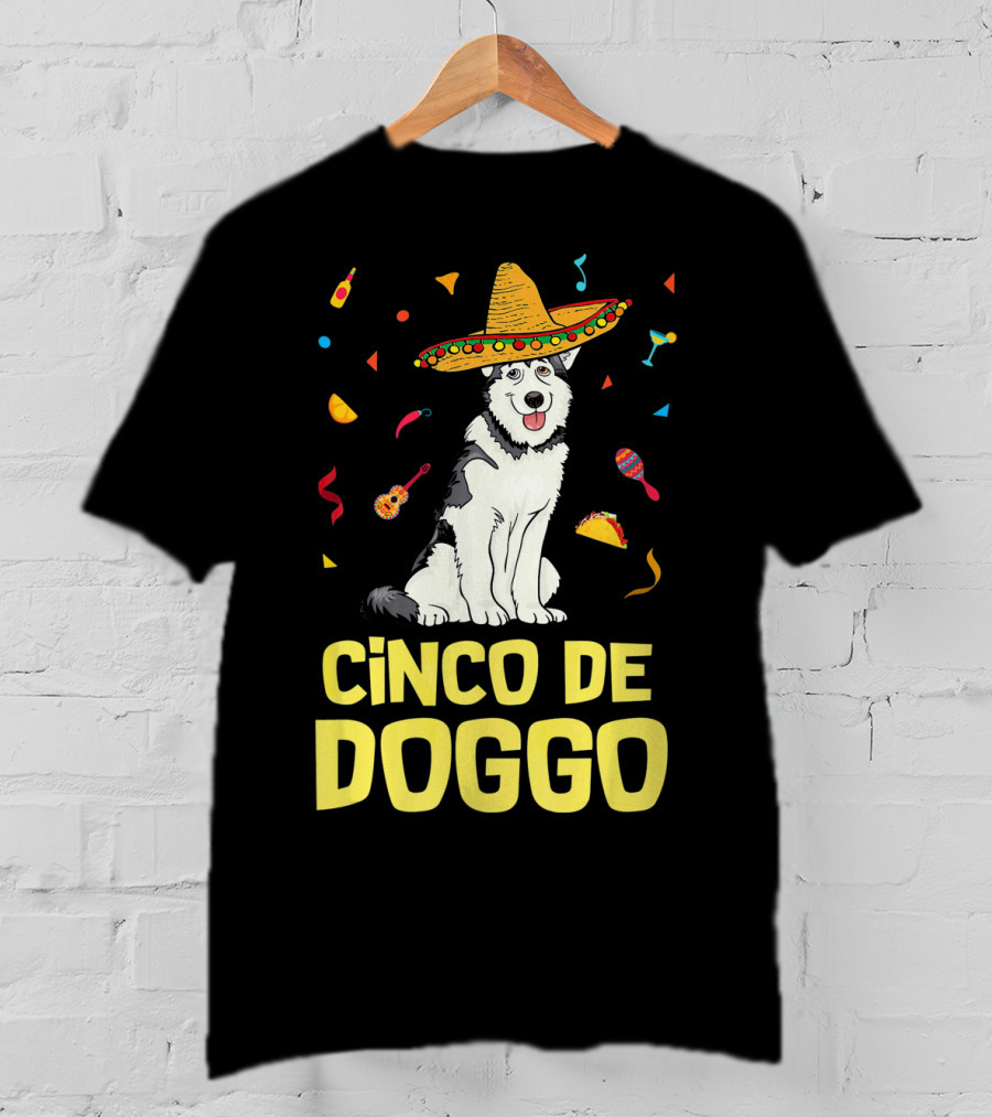 Cinco De Doggo Funny Taco Sombrero Husky T-Shirt