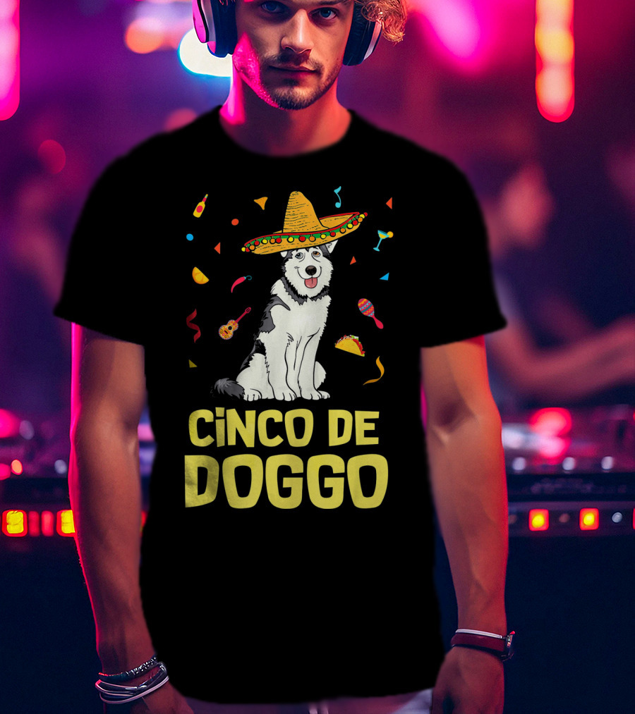 Cinco De Doggo Funny Taco Sombrero Husky T-Shirt