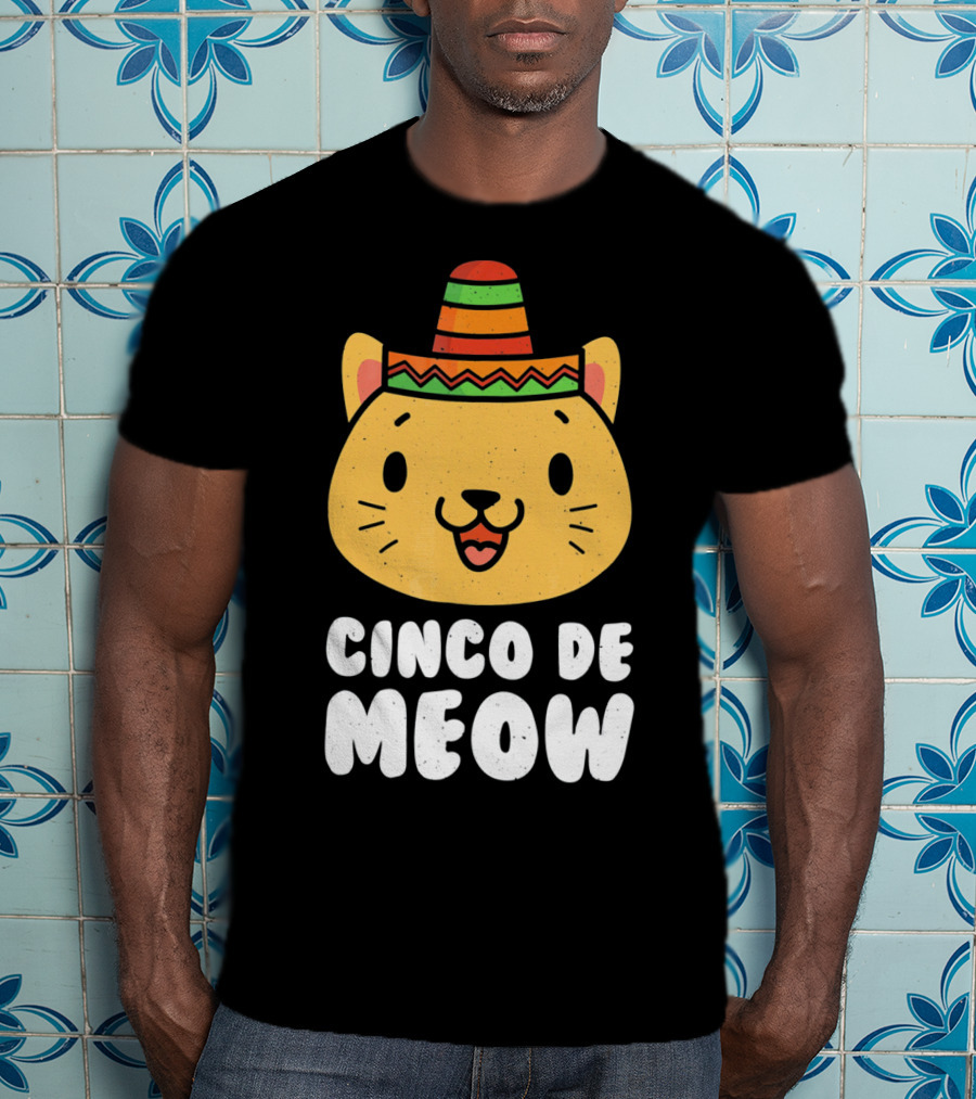Cinco De Meow Funny Cat With Sombrero Cinco De Mayo T-Shirt