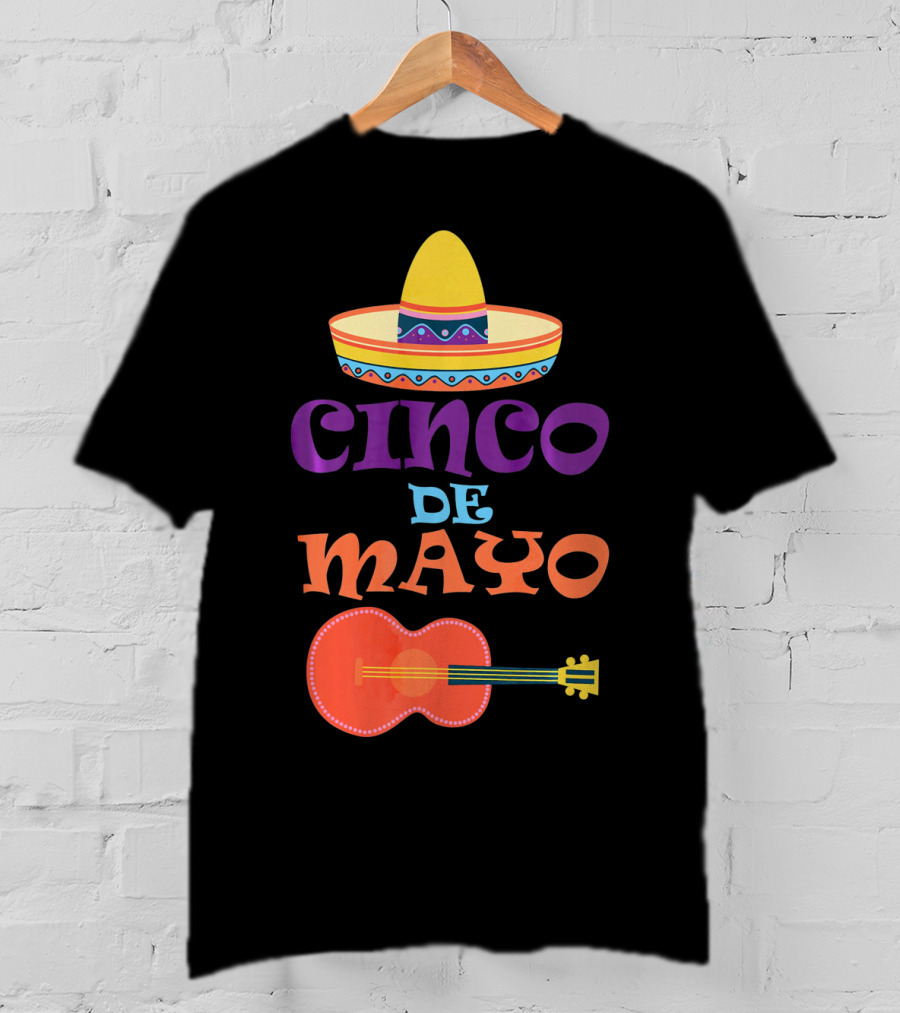 Cinco De Mayo Fiesta Sombrero And Guitar T-Shirt