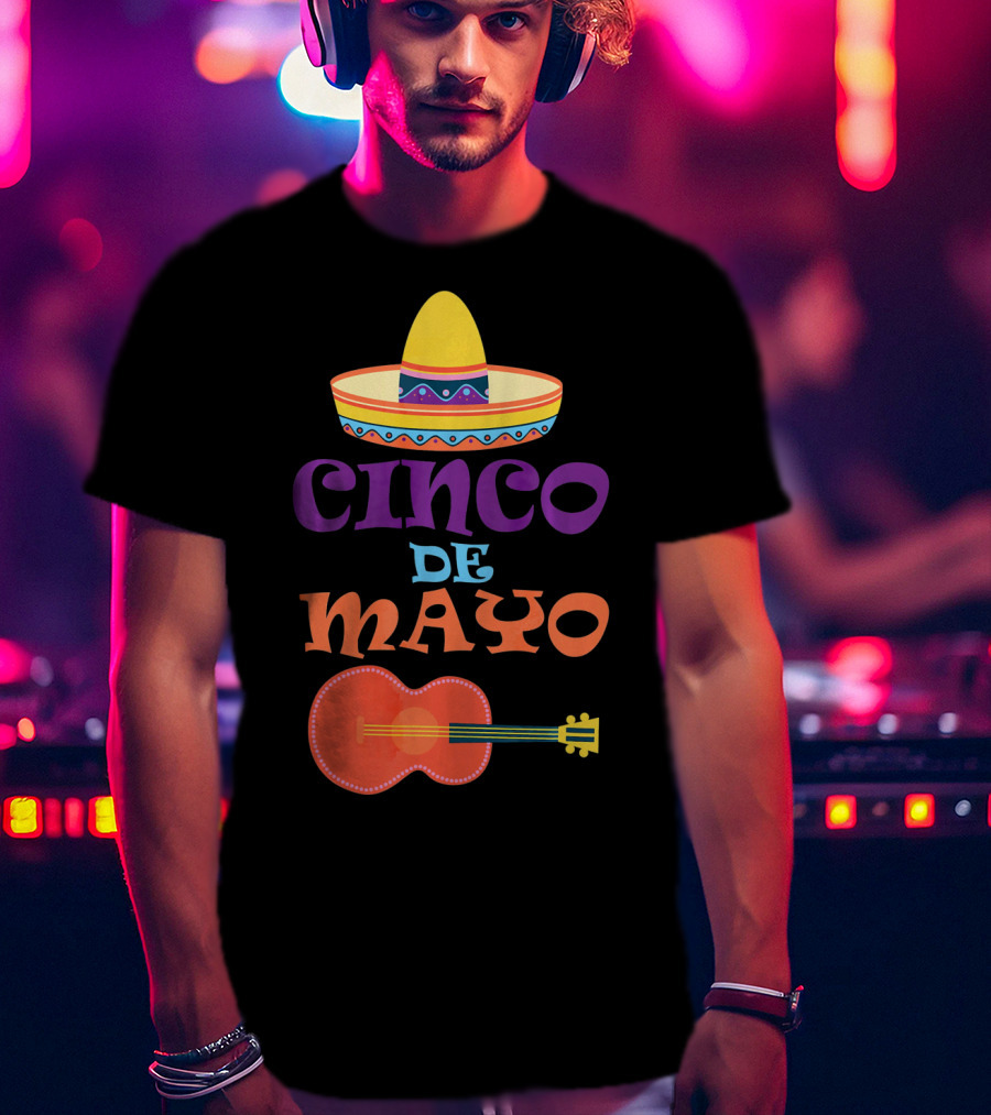 Cinco De Mayo Fiesta Sombrero And Guitar T-Shirt