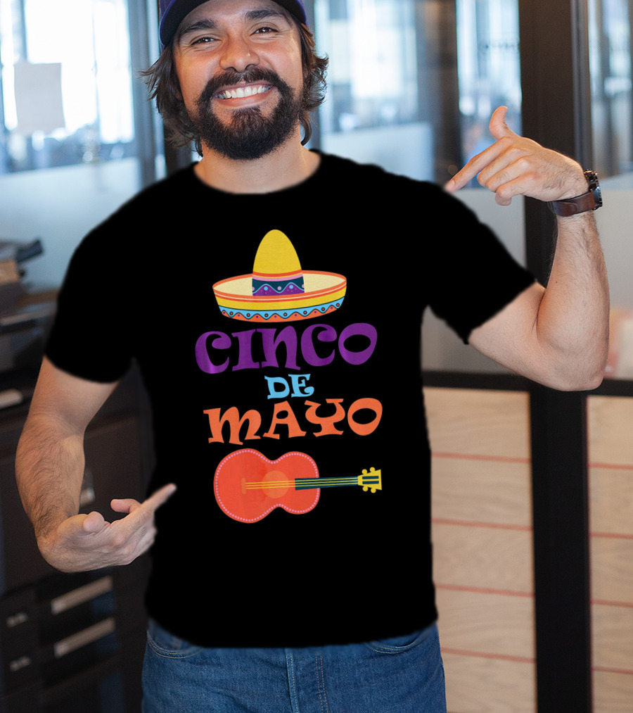 Cinco De Mayo Fiesta Sombrero And Guitar T-Shirt