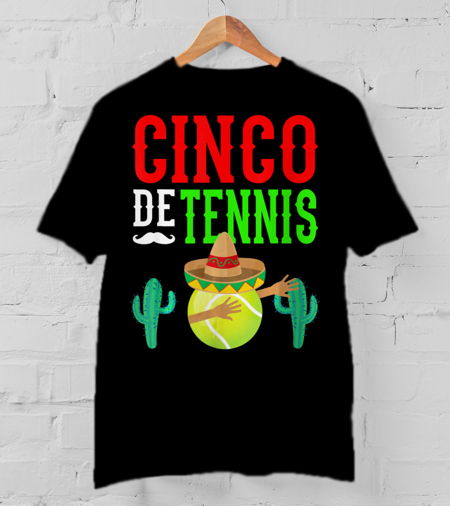 Cinco De Tennis Dabbing Sombrero Cactus T-Shirt