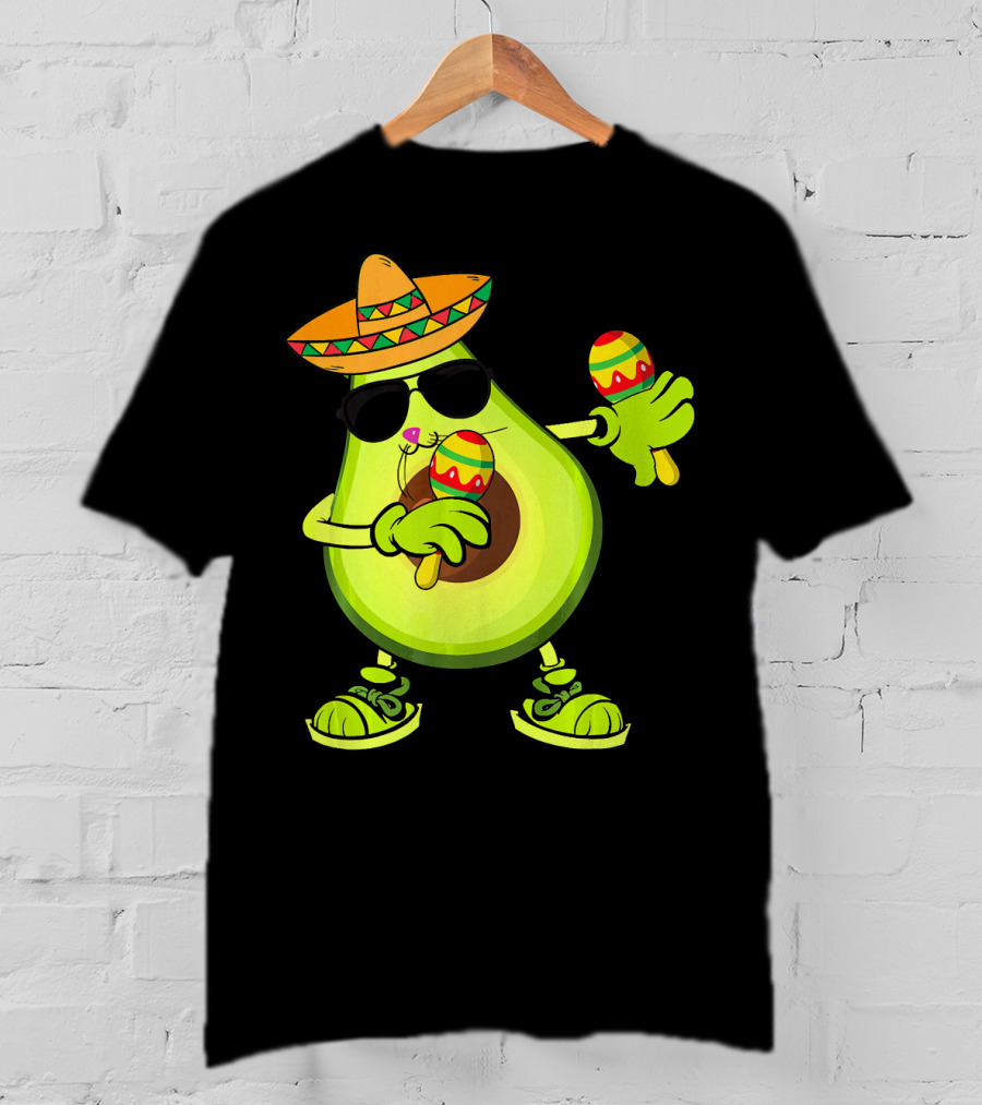 Dancing Avocado With Sombrero And Maracas T-Shirt