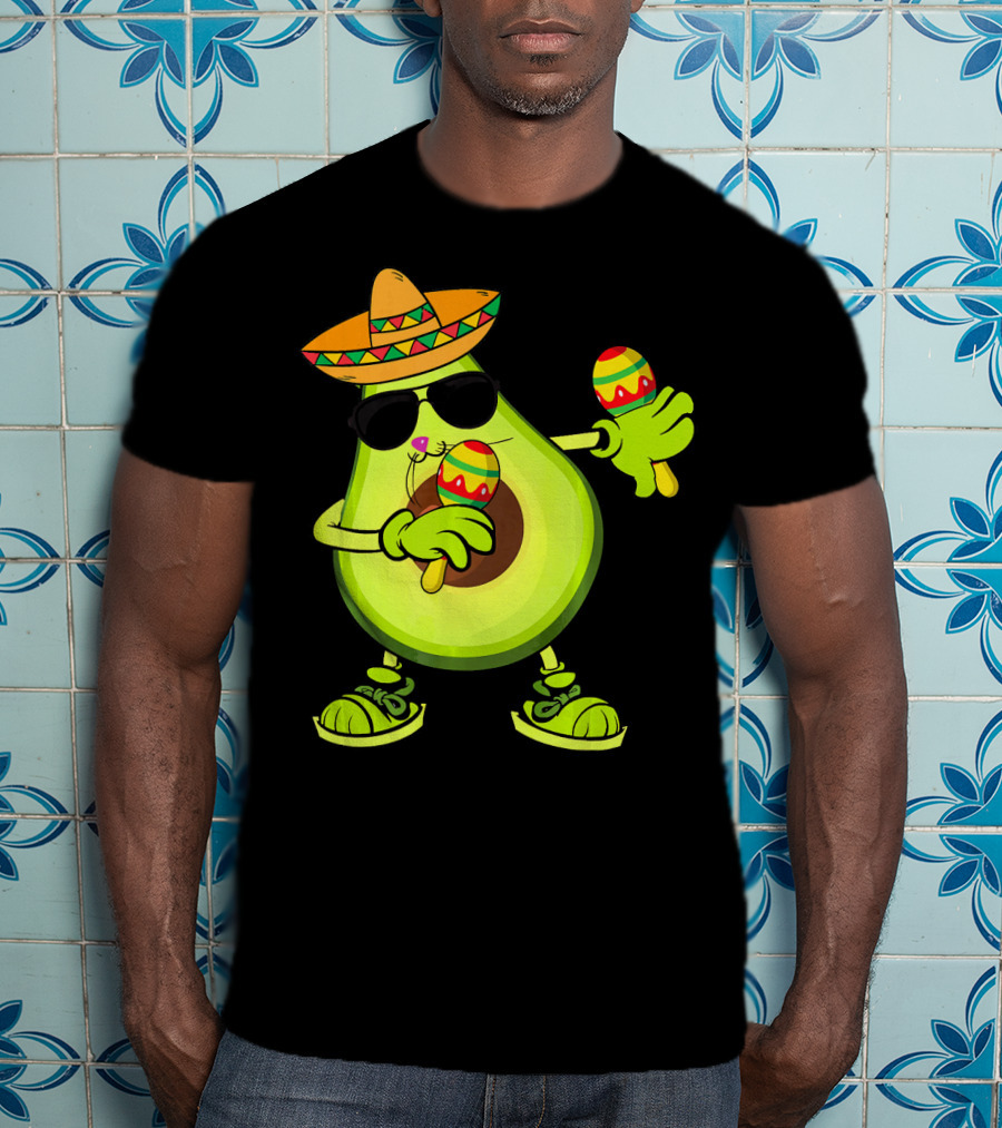 Dancing Avocado With Sombrero And Maracas T-Shirt