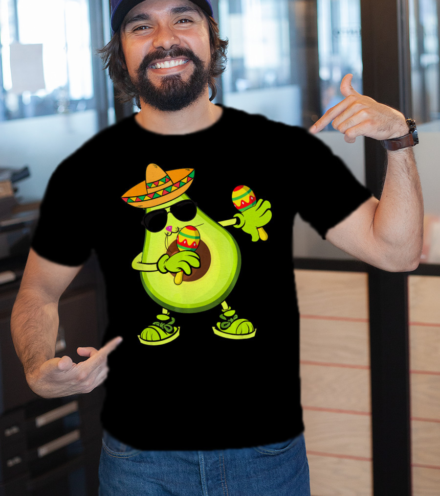 Dancing Avocado With Sombrero And Maracas T-Shirt