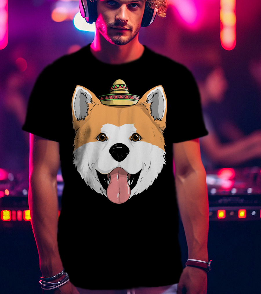 Akita Dog Sombrero Cinco De Mayo Fiesta T-Shirt
