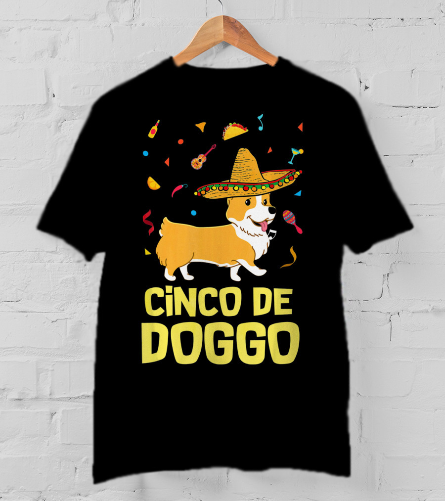 Cinco De Doggo Funny Taco Sombrero Corgi T-Shirt