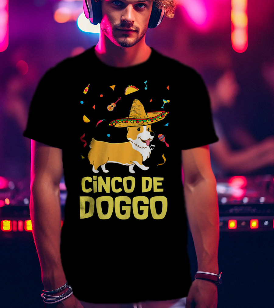 Cinco De Doggo Funny Taco Sombrero Corgi T-Shirt