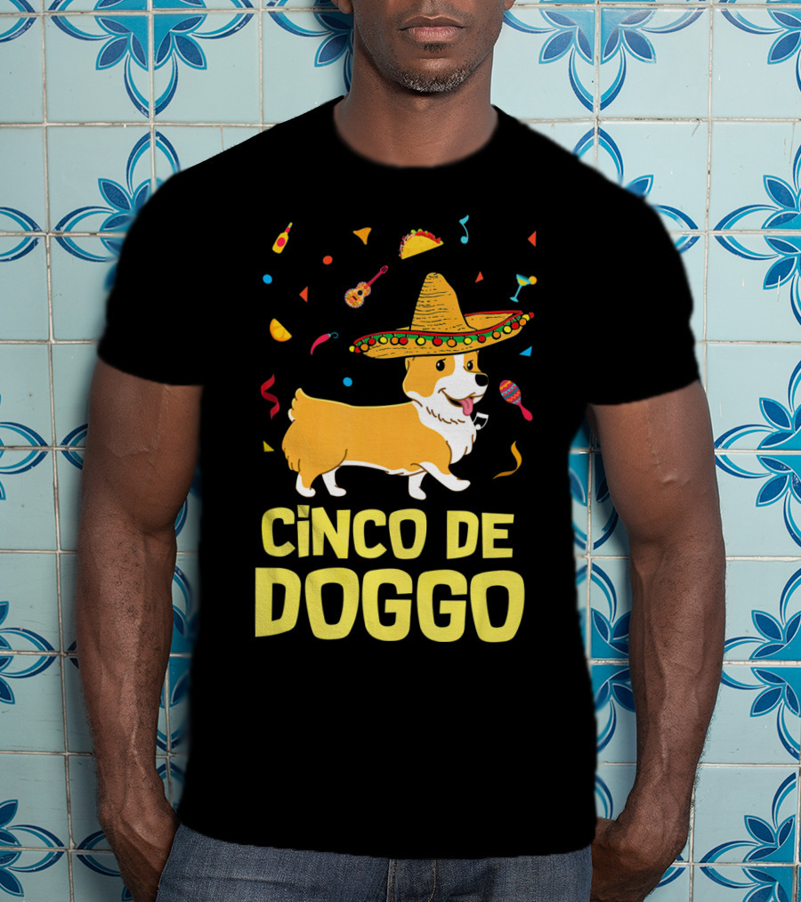 Cinco De Doggo Funny Taco Sombrero Corgi T-Shirt