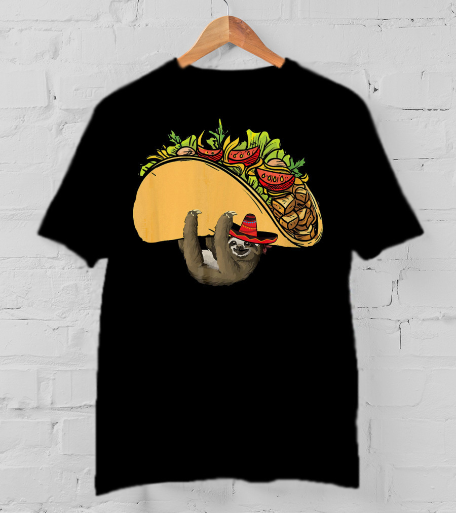 Cinco De Mayo Sloth Sombrero Taco Fiesta T-Shirt