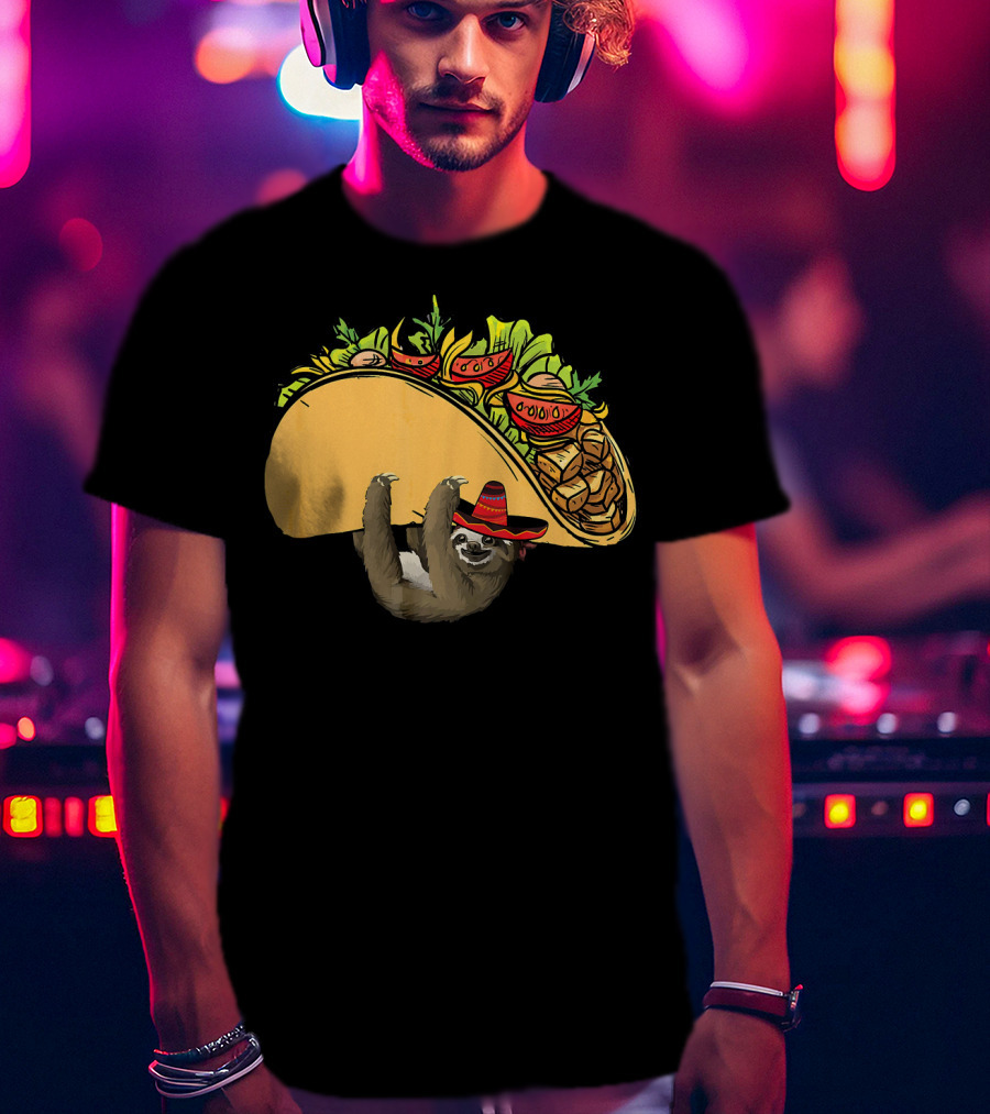 Cinco De Mayo Sloth Sombrero Taco Fiesta T-Shirt