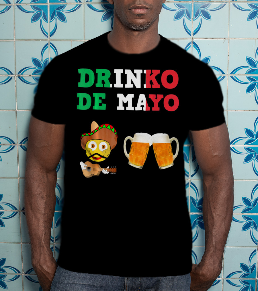 Drinko De Mayo Sombrero Guitar Emoji Beer Mugs T-Shirt