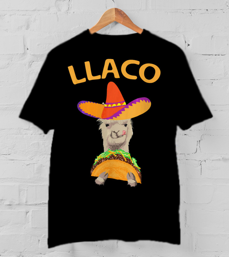 LLACO Llama Taco Sombrero Funny Cinco De Mayo T-Shirt