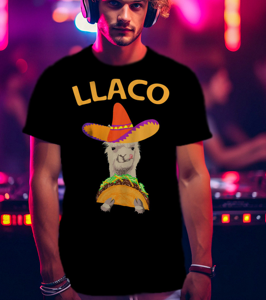 LLACO Llama Taco Sombrero Funny Cinco De Mayo T-Shirt