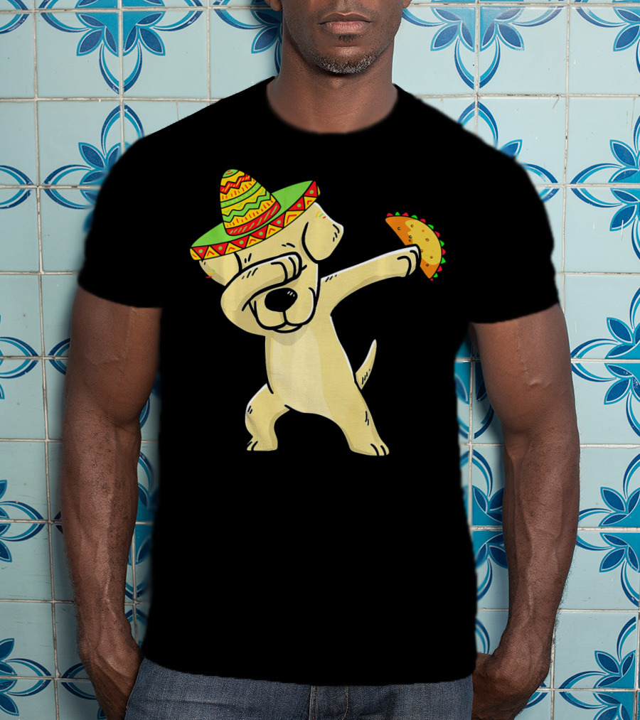 Labrador Retriever Dabbing With Taco And Sombrero T-Shirt