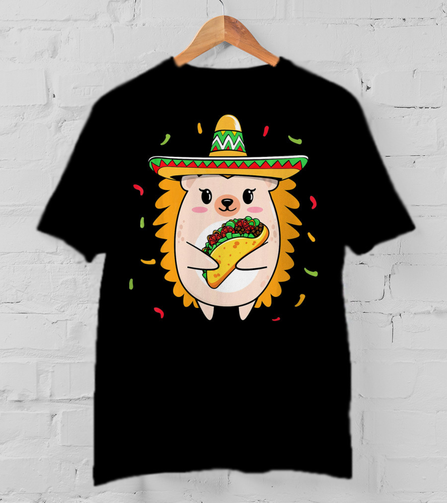 Hedgehog Sombrero Taco Cinco De Mayo Mom Hedgie T-Shirt