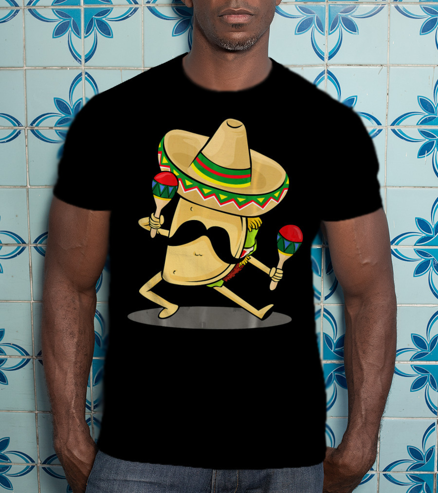 Cinco De Mayo Funny Taco Dancing Sombrero With Maracas T-Shirt