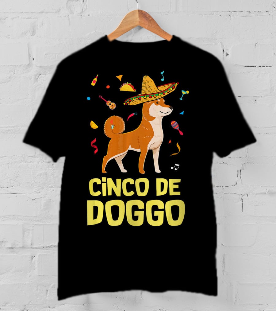 Funny Taco Sombrero Shiba Inu Doggo Cinco De Doggo T-Shirt
