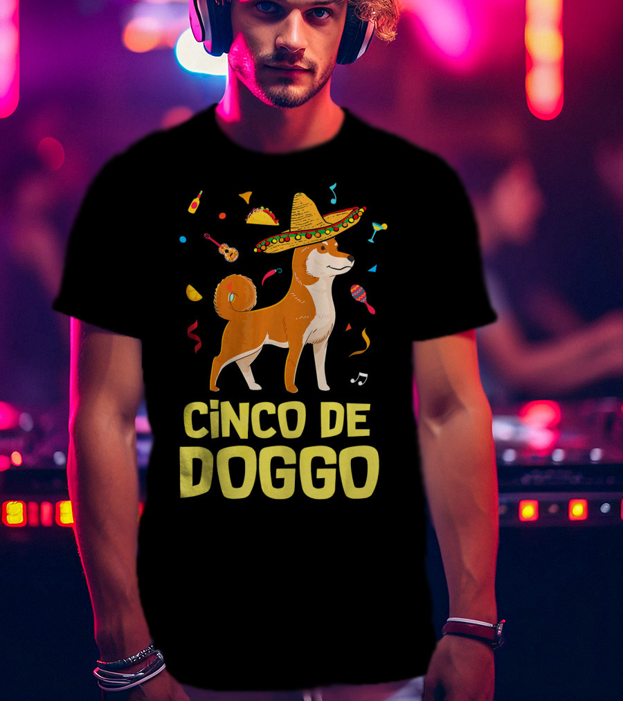 Funny Taco Sombrero Shiba Inu Doggo Cinco De Doggo T-Shirt
