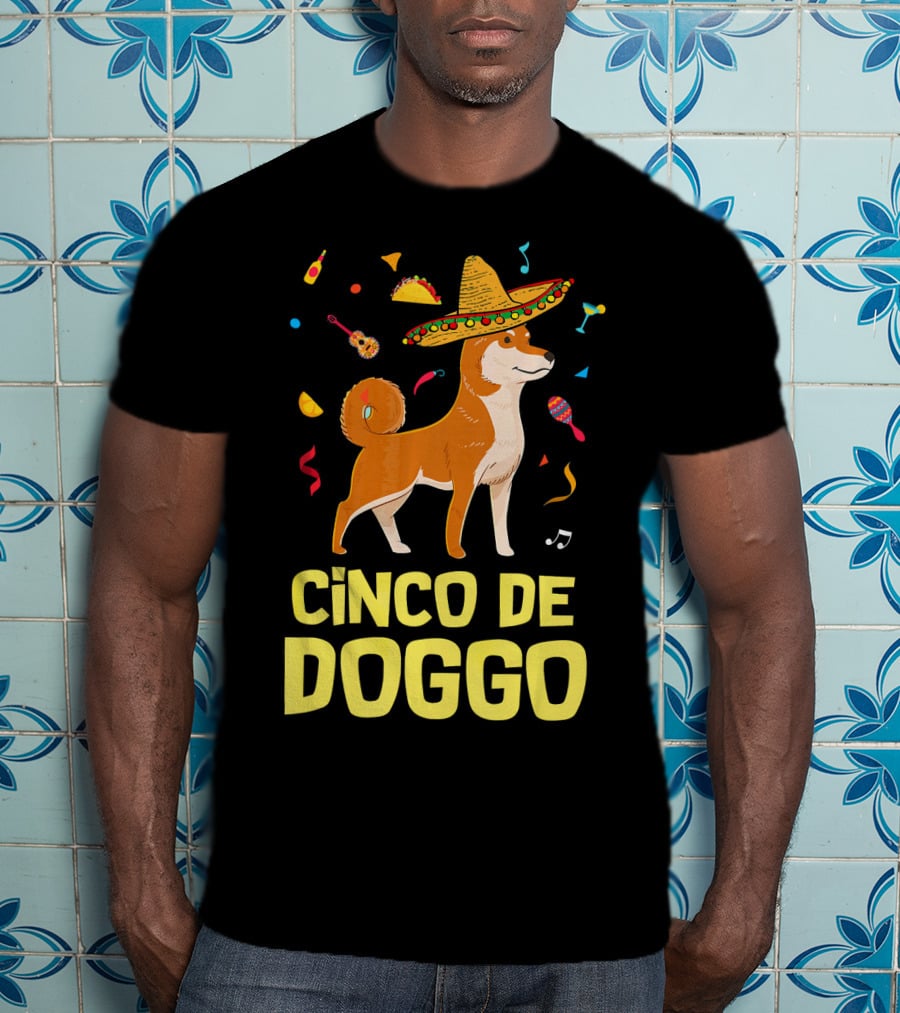 Funny Taco Sombrero Shiba Inu Doggo Cinco De Doggo T-Shirt