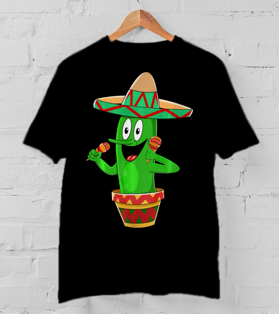 Fiesta Cactus Arriba Sombrero Maracas Cinco De Mayo T-Shirt