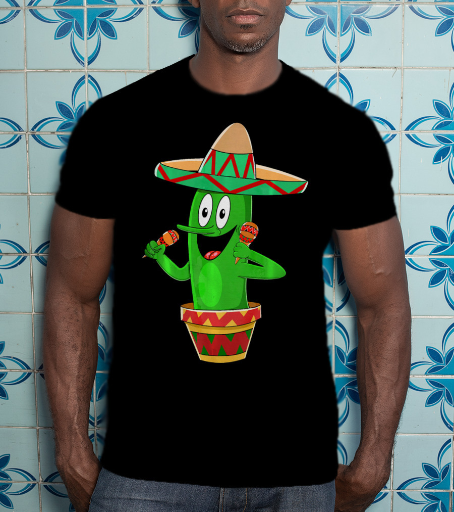 Fiesta Cactus Arriba Sombrero Maracas Cinco De Mayo T-Shirt