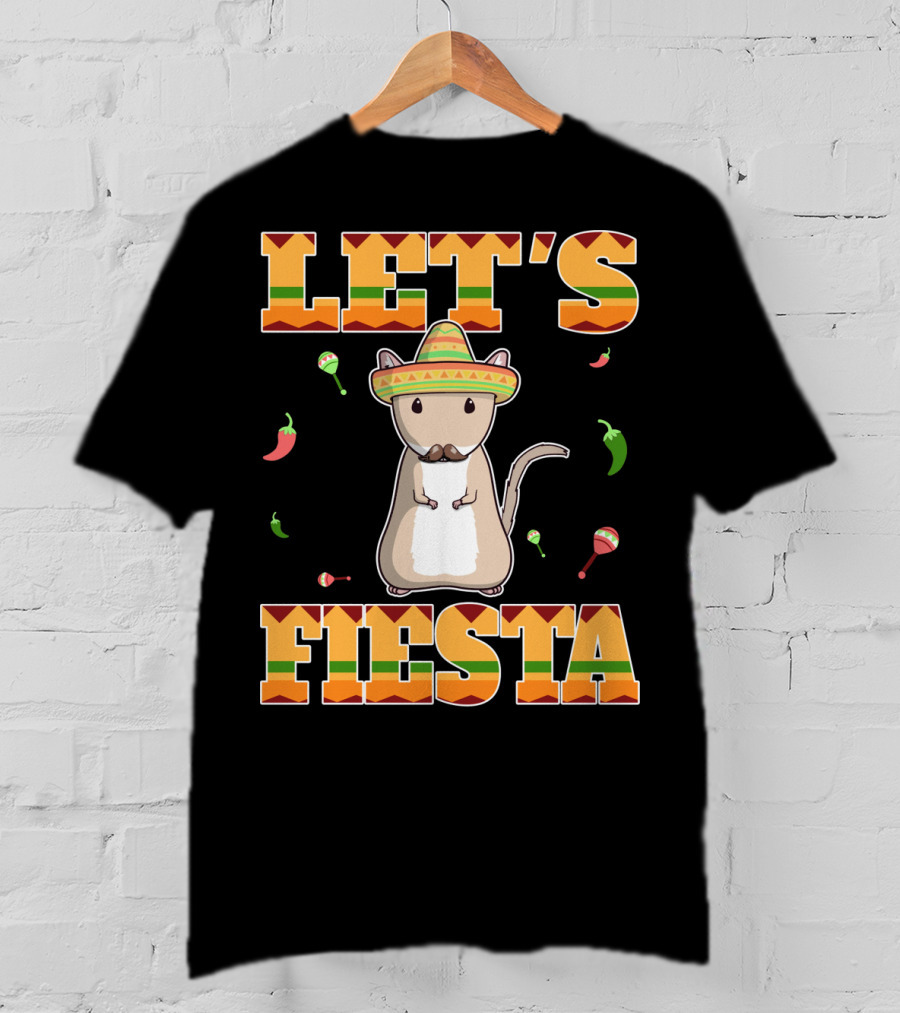 Let's Fiesta Gerbil Sombrero Peppers Maracas Mexican Cinco De Mayo T-Shirt