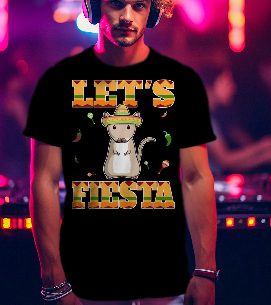 Let's Fiesta Gerbil Sombrero Peppers Maracas Mexican Cinco De Mayo T-Shirt