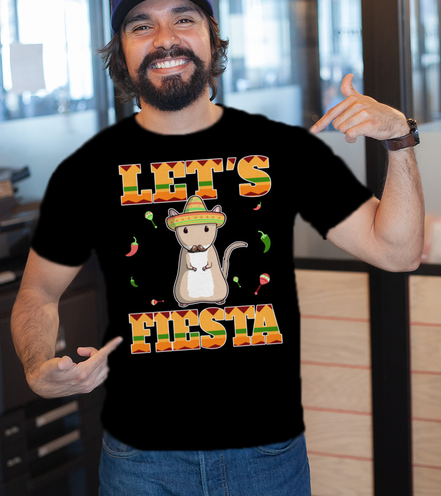 Let's Fiesta Gerbil Sombrero Peppers Maracas Mexican Cinco De Mayo T-Shirt