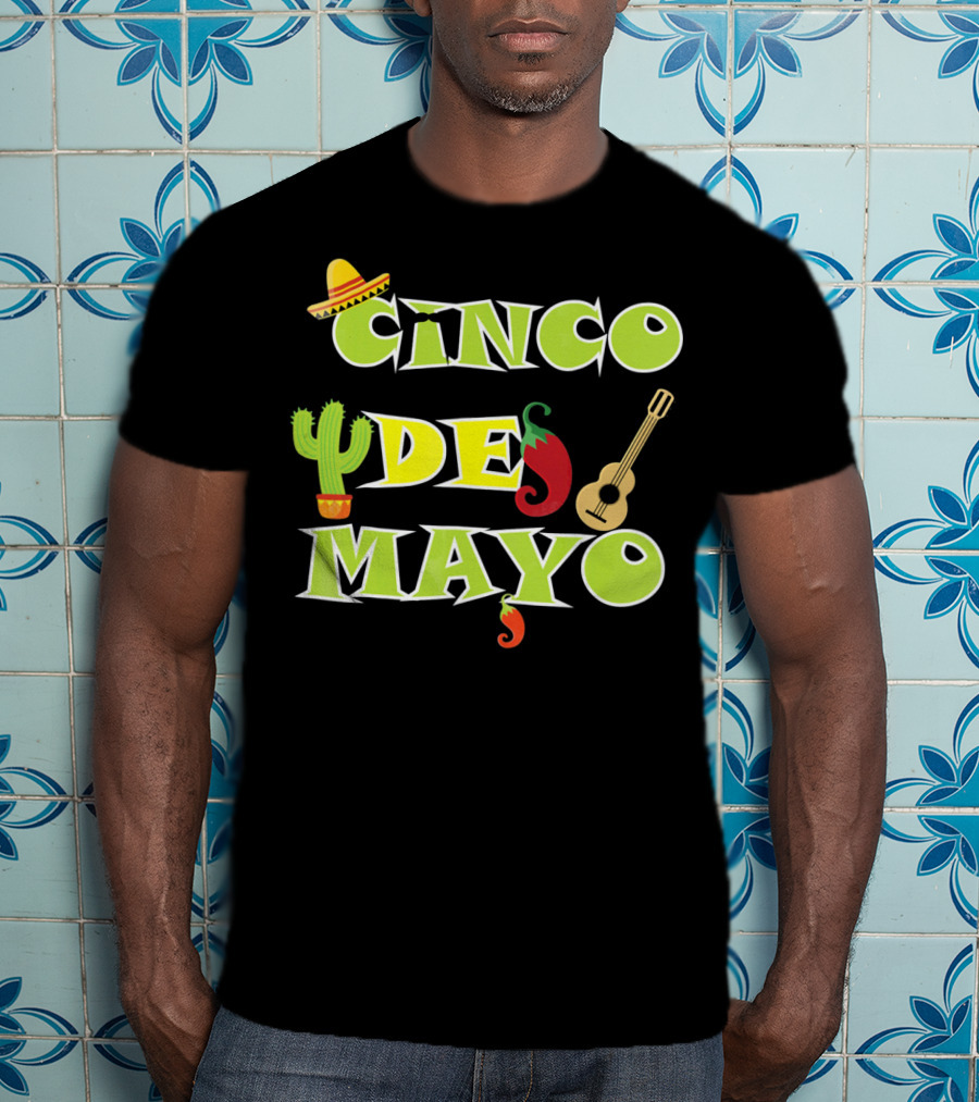 Cinco De Mayo Cactus Sombrero Guitar Chili Pepper Fiesta T-Shirt