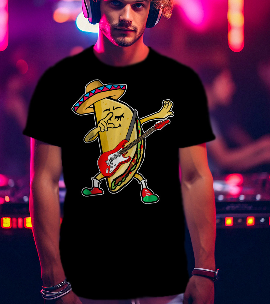 Dabbing Taco Sombrero Guitar Kids Mexican Fiesta T-Shirt