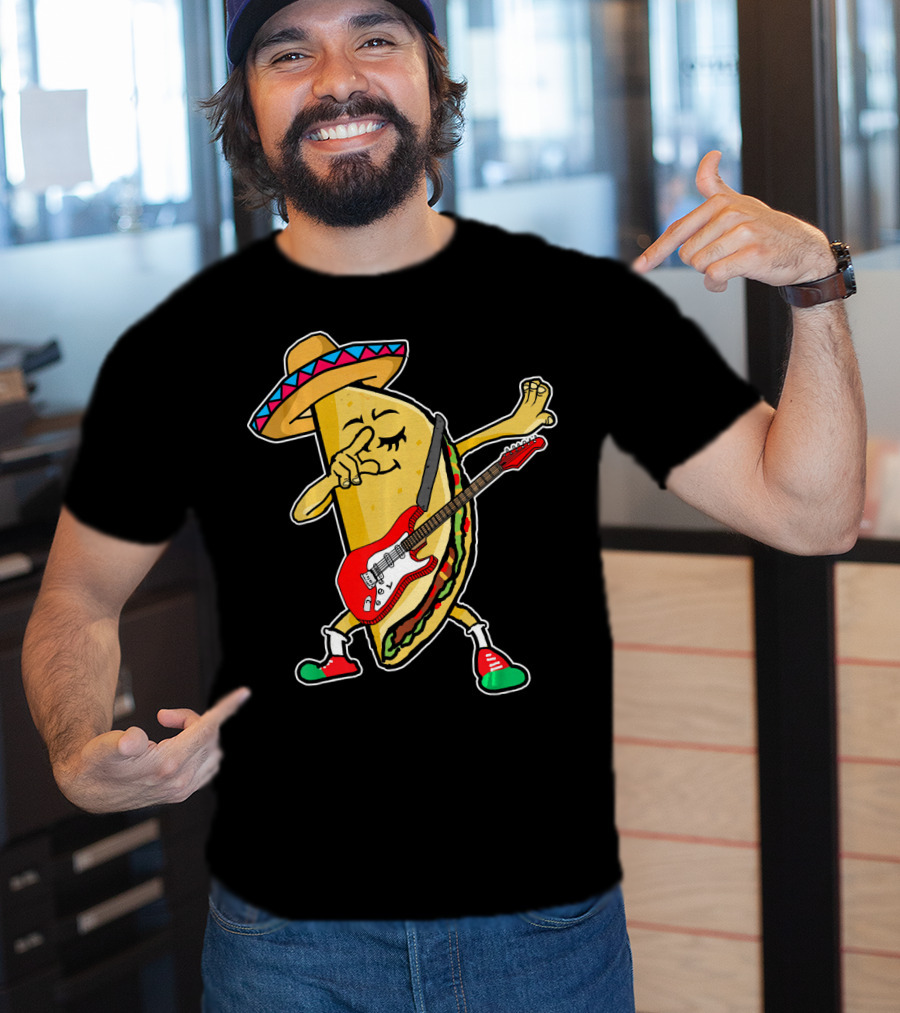 Dabbing Taco Sombrero Guitar Kids Mexican Fiesta T-Shirt
