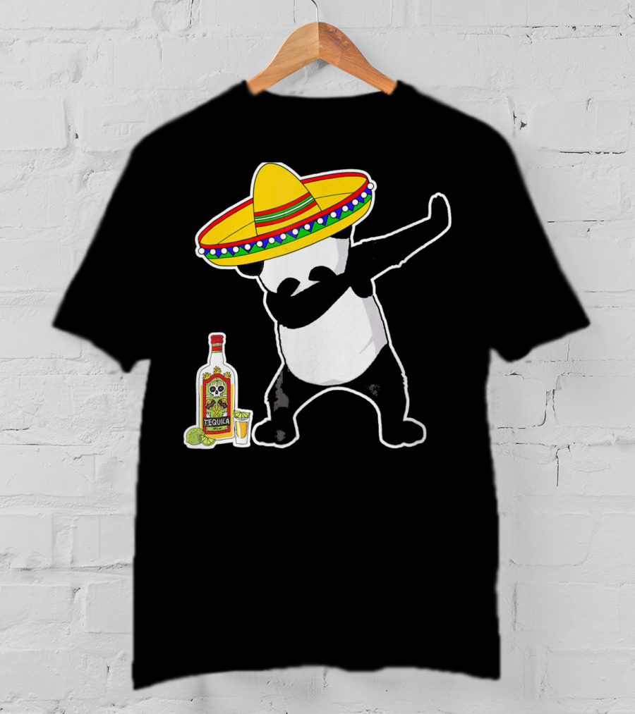 Cinco De Mayo Panda Dabbing With Sombrero And Tequila T-Shirt