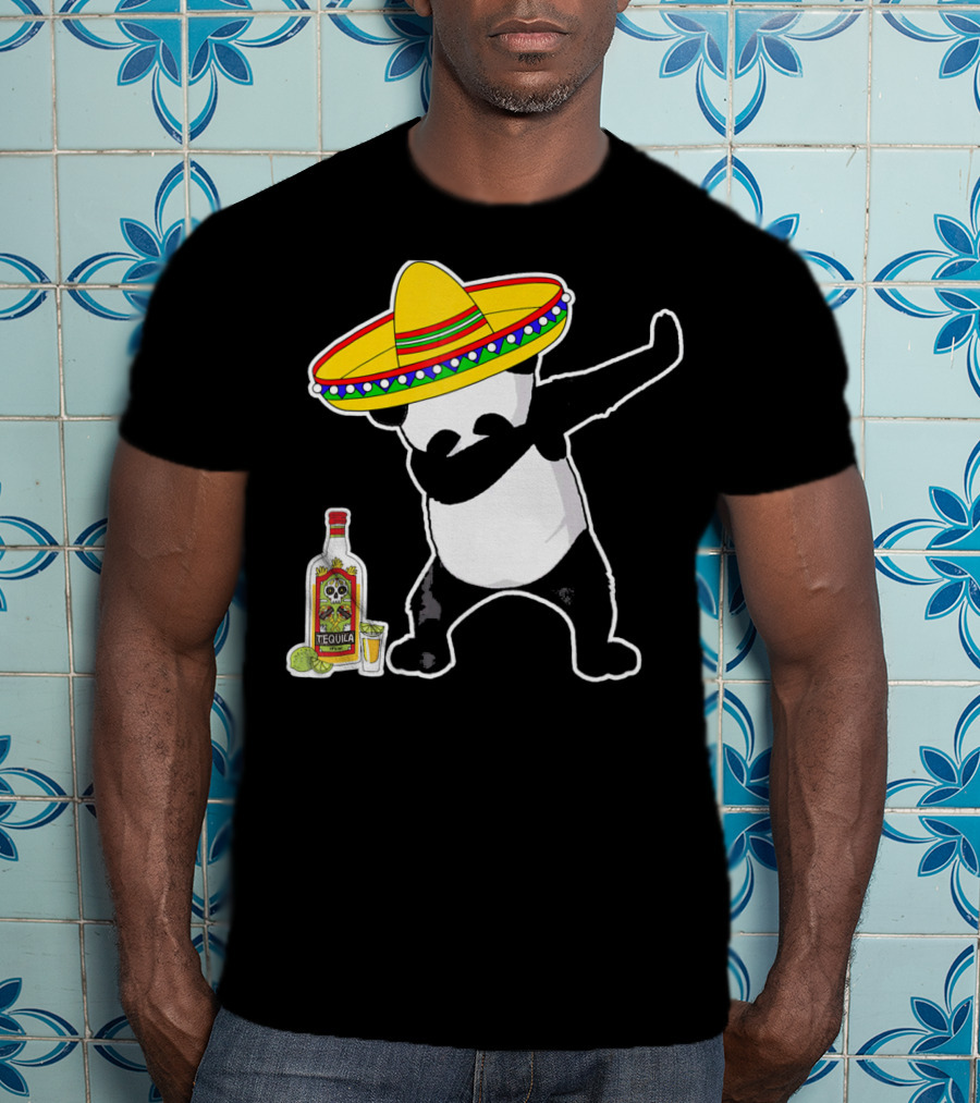 Cinco De Mayo Panda Dabbing With Sombrero And Tequila T-Shirt