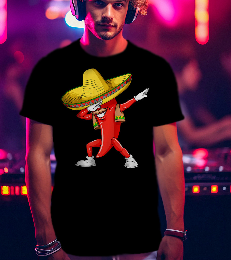 Dabbing Chili Pepper Sombrero Dance Cinco De Mayo T-Shirt