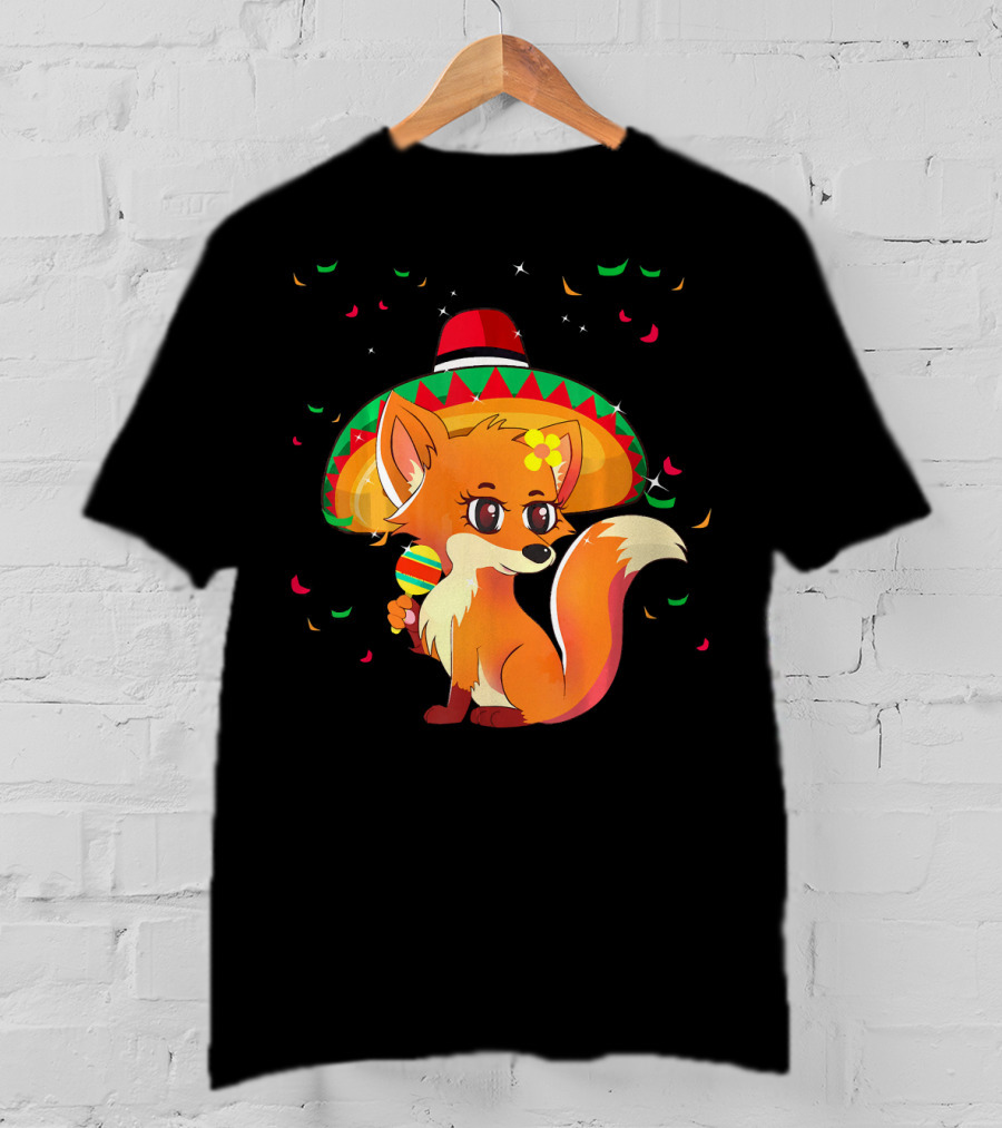 Cute Foxy Fox Sombrero Cinco De Mayo 5th Of May T-Shirt