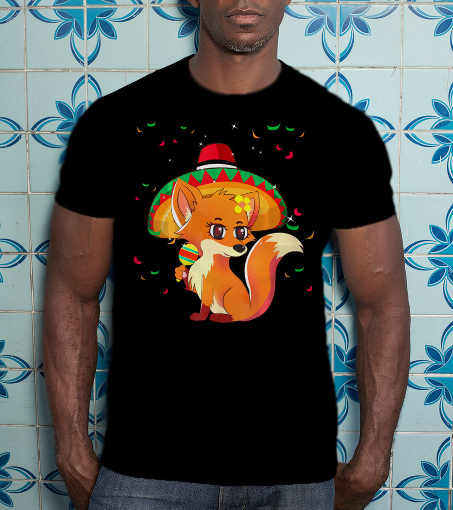 Cute Foxy Fox Sombrero Cinco De Mayo 5th Of May T-Shirt