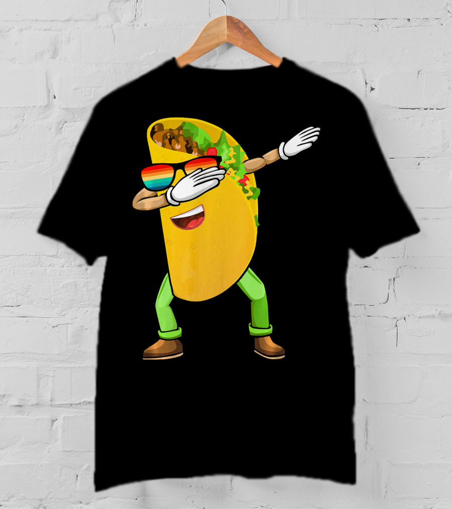 Dabbing Taco With Sunglasses Cinco De Mayo Fiesta Fun T-Shirt