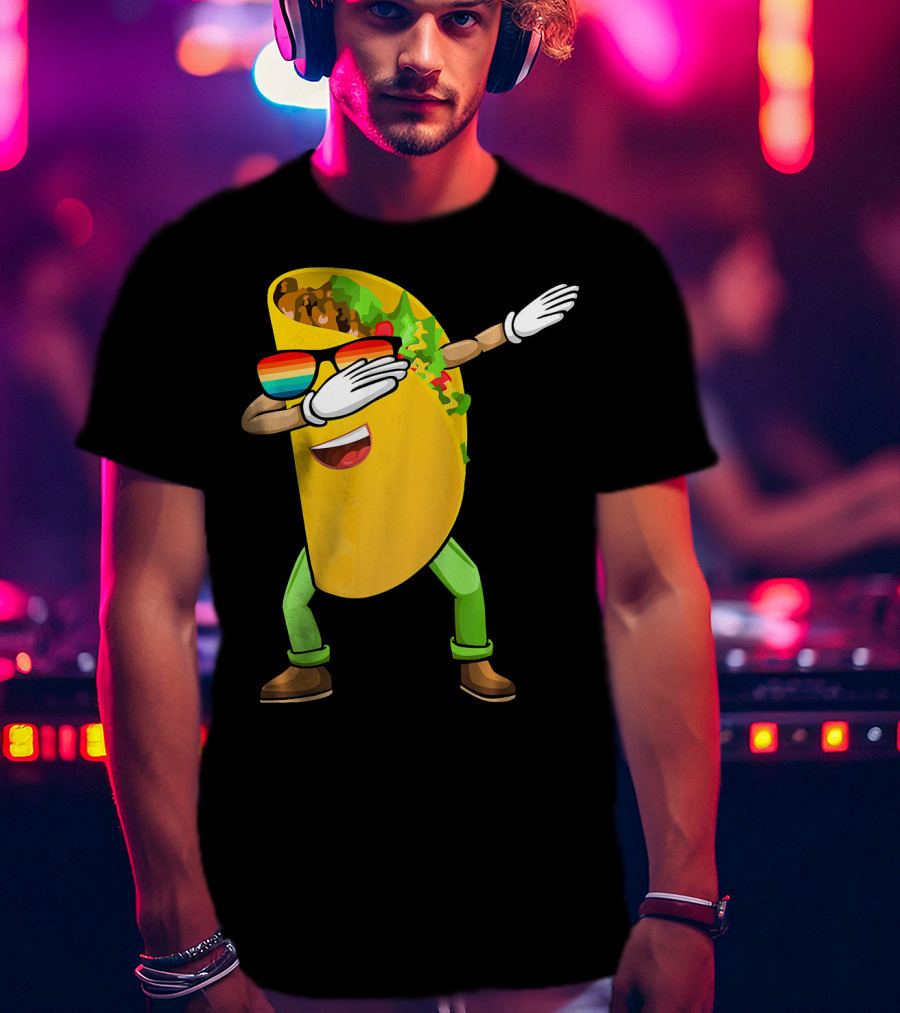 Dabbing Taco With Sunglasses Cinco De Mayo Fiesta Fun T-Shirt