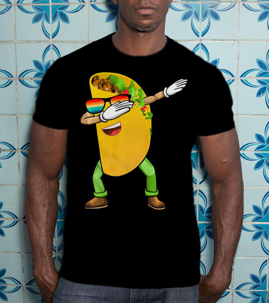 Dabbing Taco With Sunglasses Cinco De Mayo Fiesta Fun T-Shirt