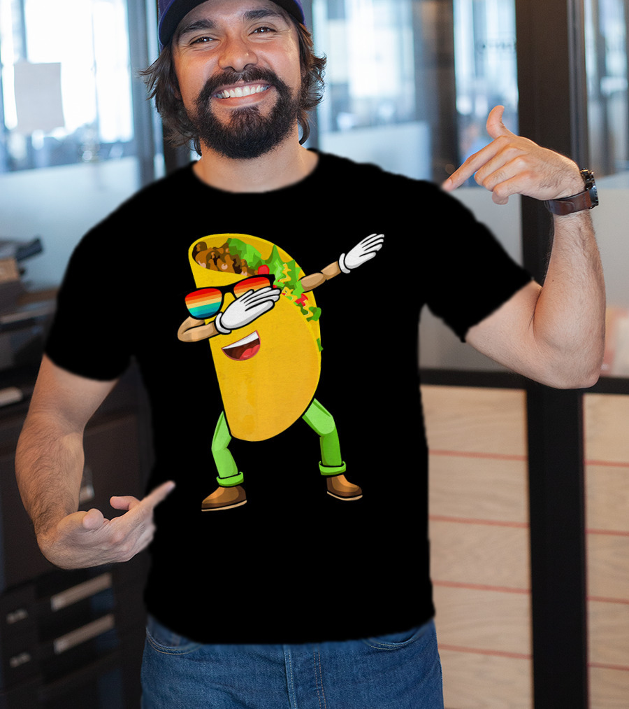 Dabbing Taco With Sunglasses Cinco De Mayo Fiesta Fun T-Shirt