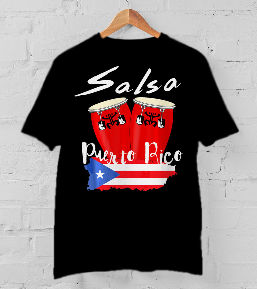 Salsa Puerto Rico Boricua Flag Bongos T-Shirt