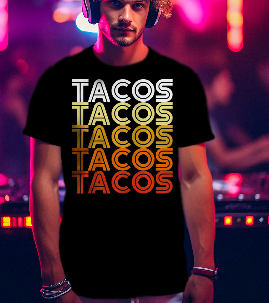 Cool Retro Vintage Tacos Gradient T-Shirt
