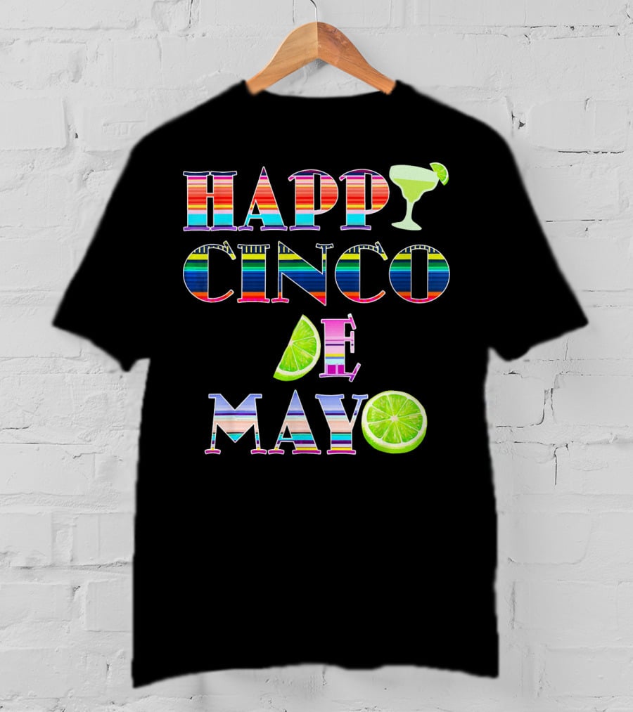HAPPY CINCO DE MAYO Serape Stripes Margarita Lime T-Shirt